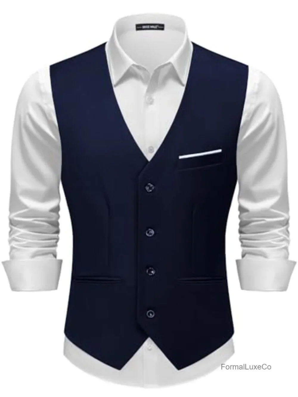 Men's Slim Fit Suit Vest 4-Button Single Breasted Waistcoat Business Casual